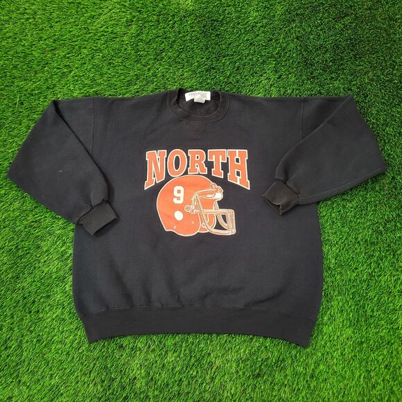 Vintage North Football Sweatshirt XL 26x26 Black - Picture 1 of 11